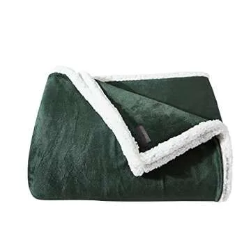 Eddie Bauer - King Blanket, Reversible Fleece & Faux Shearling Bedding, Plush Home Decor (Solid Gree...