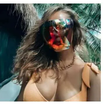 CHENSHU Oversized Full Face Sunglasses - Fashionable Sun Protection Polarized Face Shield, Beach, Outdoor Activities (GOLD), 168