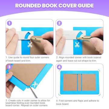 AGUZXTM 5-in-1 Book Cover Guide,Bookbinding Kit,Book Binding Kits Bookbinding Cover Tool for Making Book Cover DIY Bookbinding Scrapbook Tool for Journal Cover,Album,Planner,Calendar - White (1)