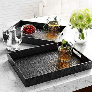 Stylish Lyellfe Black Coffee Table Serving Tray
