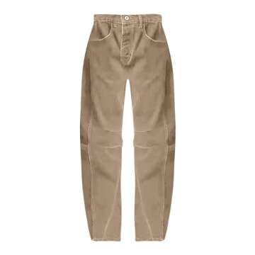 Womens Barrel Jeans - Mid Rise, Vintage Wide Leg, Cropped, Y2k Boyfriend, Comfy Denim Pants - Khaki Medium