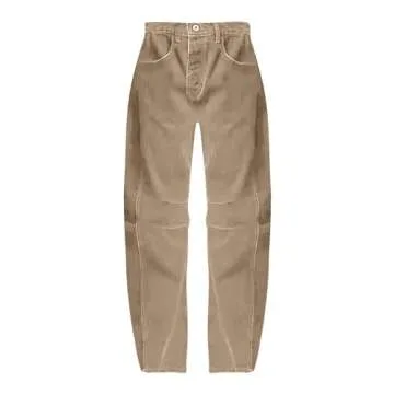 Womens Barrel Jeans - Mid Rise, Vintage Wide Leg, Cropped, Y2k Boyfriend, Comfy Denim Pants - Khaki Medium