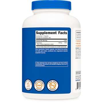 Nutricost Magnesium Oxide 750mg, 240 Capsules - 420mg of Magnesium, Non-GMO, Gluten Free