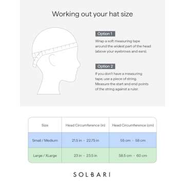 Solbari Ultra Wide Brim Sun Hat UPF50+ Packable UV Sun Protection Hats with Full Coverage Brim, Black/Beige, Large - X-Large