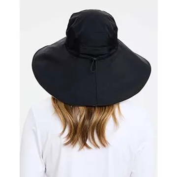 Solbari Ultra Wide Brim Sun Hat UPF50+ Packable UV Sun Protection Hats with Full Coverage Brim, Black/Beige, Large - X-Large