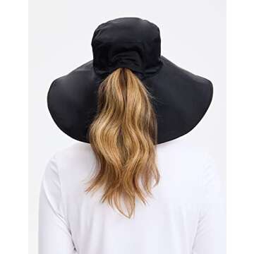 Solbari Ultra Wide Brim Sun Hat UPF50+ Packable UV Sun Protection Hats with Full Coverage Brim, Black/Beige, Large - X-Large
