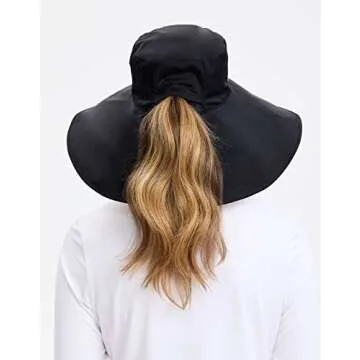 Solbari Ultra Wide Brim Sun Hat UPF50+ Packable UV Sun Protection Hats with Full Coverage Brim, Black/Beige, Large - X-Large