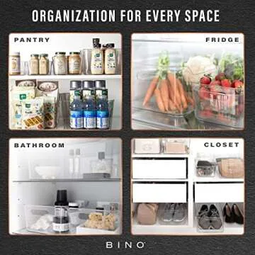 BINO | Plastic Storage Bins, X-Large - 2 Pack, Clear | THE SOHO COLLECTION | Pantry Organizers and Storage Containers Fridge Organizer Bins Kitchen Cabinet Organizer Medicine Cabinet Organizer Bin