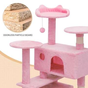 MoNiBloom Cat Tree, 54 Inch Cat Tree Tower with 2 Cat Condo, Cat Tower with Scratching Post, Cat Climbing Tower, Cat Tree for Indoor Cats, Soft Pink