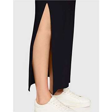 MERAKI Women's Elegant Rib Maxi Skirt - Classic Black