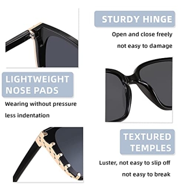 WANWAN Square Sunglasses for Women with UV400 Protection