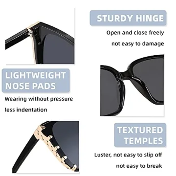 WANWAN Square Sunglasses for Women with UV400 Protection