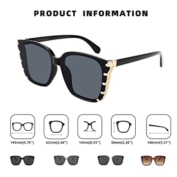 WANWAN Square Sunglasses for Women with UV400 Protection
