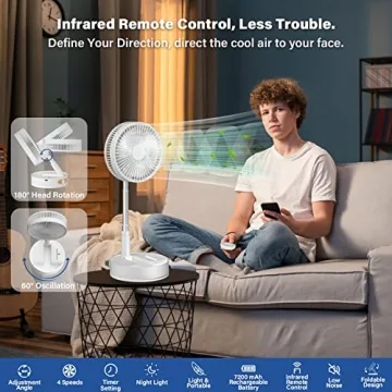 Portable Oscillating Fan with Remote and Light