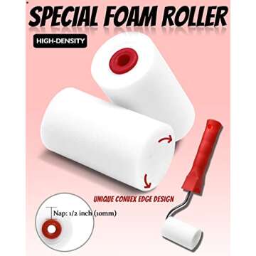 2 inch Paint Roller Kit, PinStone 16pcs Small Paint Roller Tray Set with High-Density Foam Paint Rol...