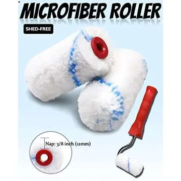 2 inch Paint Roller Kit, PinStone 16pcs Small Paint Roller Tray Set with High-Density Foam Paint Roller and 3/8” Nap Microfiber Covers, Mini Paint Rollers for Painting Walls, Cabinets, Craft, Touch-up