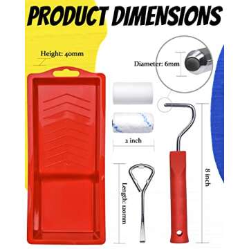 2 inch Paint Roller Kit, PinStone 16pcs Small Paint Roller Tray Set with High-Density Foam Paint Roller and 3/8” Nap Microfiber Covers, Mini Paint Rollers for Painting Walls, Cabinets, Craft, Touch-up