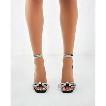 Richealnana Women's Pointed Toe Bowknot Pumps Stiletto High Heel Sandals For Party Prom