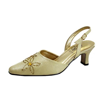 Floral Alma Women’s Extra Wide Width Slingback Shoes - Gold 6.5