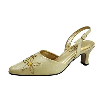 Floral Alma Women’s Extra Wide Width Slingback Shoes - Gold 6.5