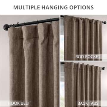 HPD Half Price Drapes Faux Linen Textured Room Darkening Curtains for Bedroom 108 Inches Long (1 Panel), 50W X 108L Curtains for Living Room Home Decor, Dutch Cocoa
