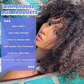 Hanne Fashion Afro Bomb Curly Wigs for Women - Kinky Curly Wig with Bangs