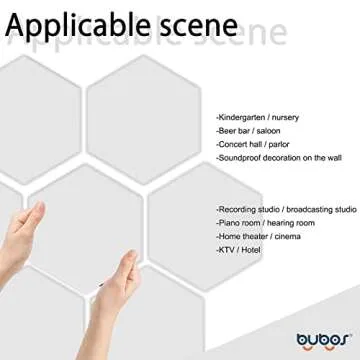 BUBOS 12 Pack Hexagon Acoustic Panels Soundproof Wall Panels,14 X 13 X 0.4Inches Sound Absorbing Panels Acoustical Wall Panels, Acoustic Treatment for Recording Studio, Office, Home,White