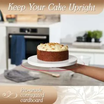 Cakebon Cake Boards - Sturdy 1/2 Thick Drums - 14 Inch Professional Fully Wrapped Edges White 6-Pack