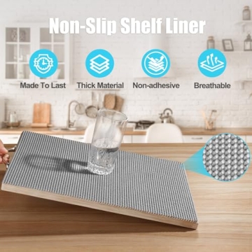 Songrey Non-Adhesive Drawer and Shelf Liner, 12IN x 20FT Non Slip Cabinet Liners, Protect Kitchen Cu...