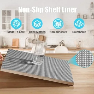 Songrey Non-Adhesive Drawer and Shelf Liner, 12IN x 20FT Non Slip Cabinet Liners, Protect Kitchen Cu...