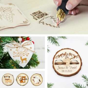 TEKCHIC 60W Professional Wood Burning Kit Single Detailer Wood Burner with 20 Wire Nibs Tipls Including Ball Tips