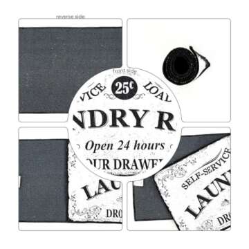 Benissimo Soft Woven Rugs, 24x56laundry Room Rug, 85% Cotton, Funny Non Slip Laundry Mats, Machine Washable, Runner Floor Mat for Washroom, Bathroom, Self Service-Load of Fun-Open 24 Hours