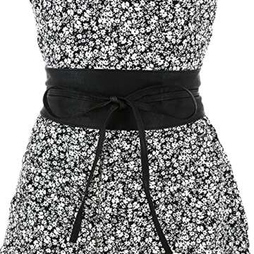 FASHIONGEN - Stylish Black Obi Belt for Women - MICA