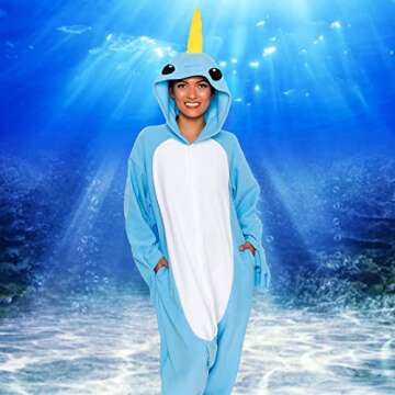 Funziez! Narwhal Costume - Adult Costume - One Piece Animal Pajama