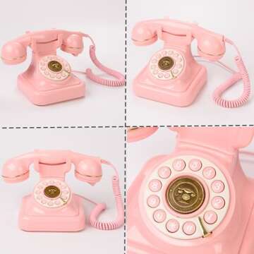 Retro Old Corded Landline Telephone - Vintage 1960s Dial Button Desk Phone with Redial Function