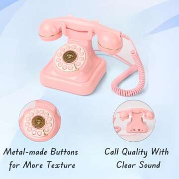 Retro Old Corded Landline Telephone - Vintage 1960s Style