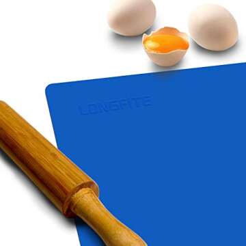 LONGFITE Silicone Baking Mat Extra Large 23.6''x19.7'' for Dough Rolling Pastry Fondant Mat Nonstick and Nonskid Heat Resistent, Countertop Protector, Dining Table Mat and Placemat (Extra Large, Blue)