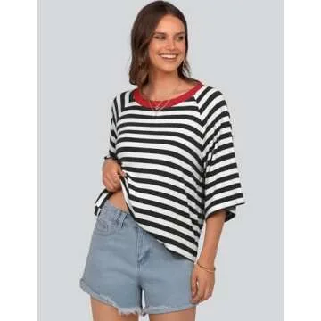 Stylish UEU Striped T-Shirt for Women - Comfy & Casual