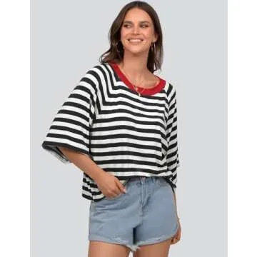 Stylish UEU Striped T-Shirt for Women - Comfy & Casual