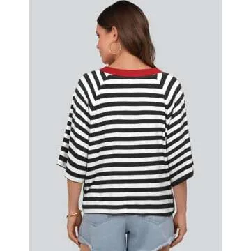Stylish UEU Striped T-Shirt for Women - Comfy & Casual