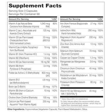 NATURELO Prenatal Multivitamin - Vegan, Gluten-Free, 180 Capsules