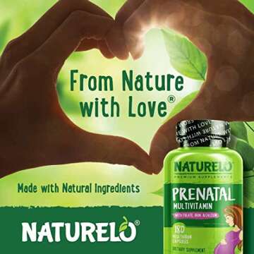 NATURELO Prenatal Multivitamin - Vegan, Gluten-Free, 180 Capsules
