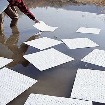 PIG Oil Mat - Oil-Only Absorbent Mat Pad - 100 Pads per Dispenser Box - 15" x 20" Pad - Absorbs up t...