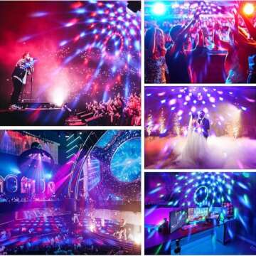 Disco Ball Lights, Sound Activated LED Disco Light with Remote Control Dj Lighting, Rotating Strobe Party Light with 7 Colors for Home Parties Birthday Dance Christmas Decorations Indoor