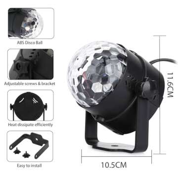 Disco Ball Lights, Sound Activated LED Disco Light with Remote Control Dj Lighting, Rotating Strobe Party Light with 7 Colors for Home Parties Birthday Dance Christmas Decorations Indoor