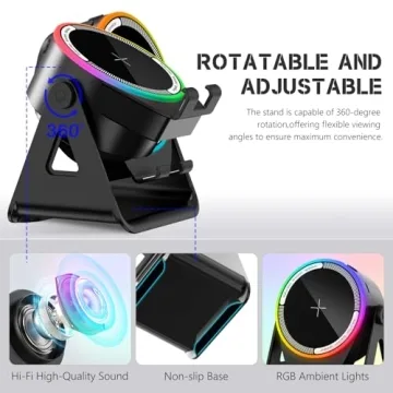 MRMORALE Wireless Induction Speaker - RGB Light & 360° Rotation