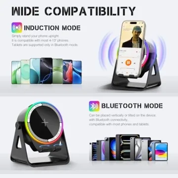 MRMORALE Wireless Induction Speaker - RGB Light & 360° Rotation