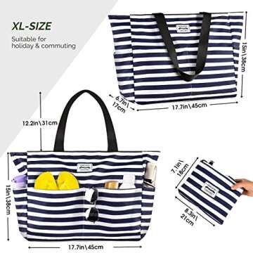 HOMESPON Large Waterproof Beach Bag for Women Sandproof Tote Bag Pool Bag with Zipper and Pockets fo...
