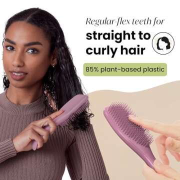 Tangle Teezer Plant-Based Ultimate Detangler Brush, Dry & Wet Hair Brush, Eliminates Knots & Reduces Breakage for All Hair Types, Earthy Purple