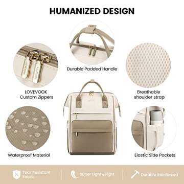 LOVEVOOK Laptop Backpack Purse for Women Waterproof Teacher Nurse Bag, 15.6 inch Work laptop Bag with USB Port, Business Travel Computer Backpack